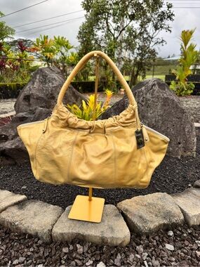 Furla Large Patent Leather Tote Bag Gold Champagne Made in Italy Fair condition